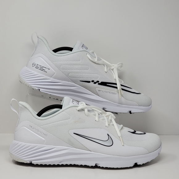 Nike Alpha Huarache 8 Pro Turf Lacrosse Mens White/Sliver CW4445-101 Sz 12.5 New - Picture 1 of 9
